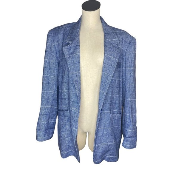 3/$30⭐️𝅺VINTAGE Blue Partially Lined Women’s One Button Blazer - Picture 2 of 8